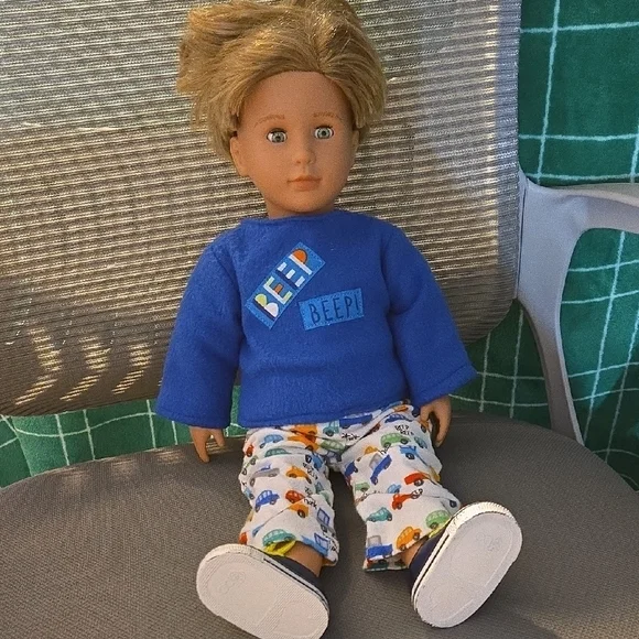 Blue 'Beep' Doll Outfit Set with Gray Hoodie & Pants - Picture 2 of 4